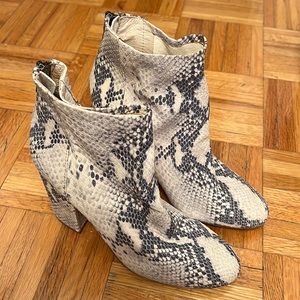 Steve Madden Star Leather Snake Print Booties